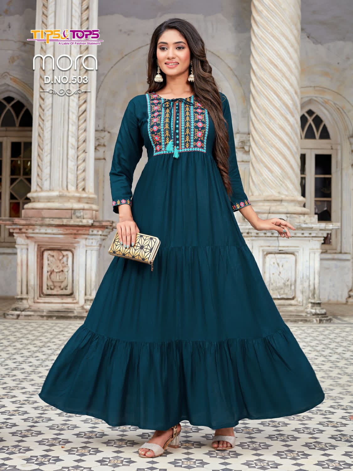 MORA Vol 5 New Designer Fancy Festive Wear Heavy Rayon Long Anarkali  Kurti Collection